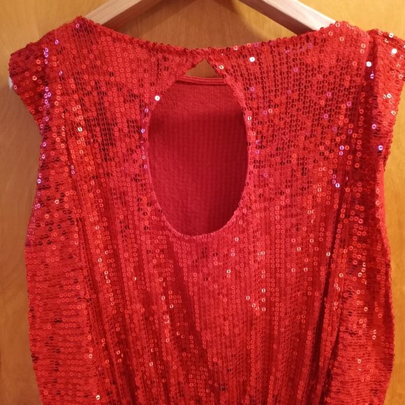 Vinatage Free People Red Sequin Top Small Petitie - Picture 3 of 12